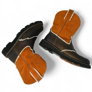 Women’s Ariat Fatboy Western Leather & Suede Cowboy Boots w/ Embroidery Size 10